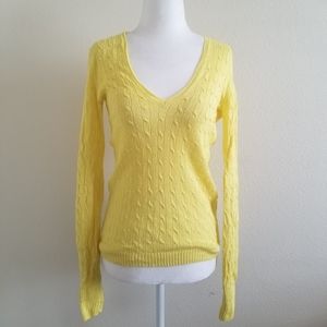 J. Crew Yellow Linen Cable Knit Long Sleeve